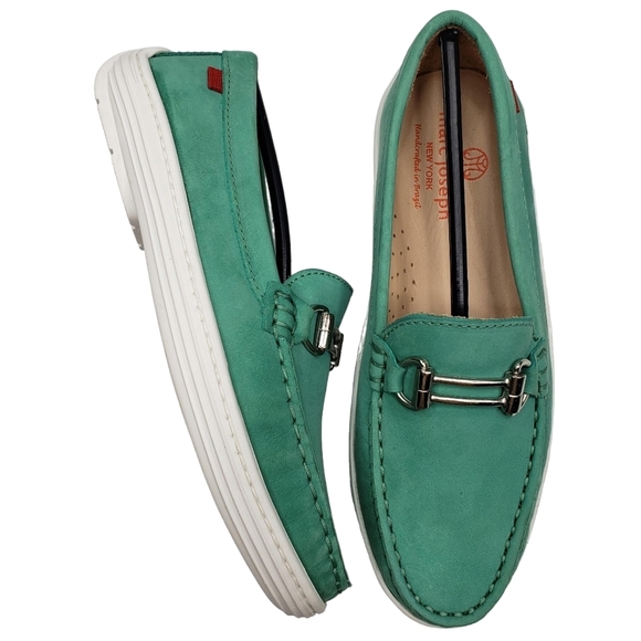 Marc Joseph | NIB Lexington Turquoise Nobuck Preppy Leather Loafer Girl's 2.5 - Picture 1 of 14